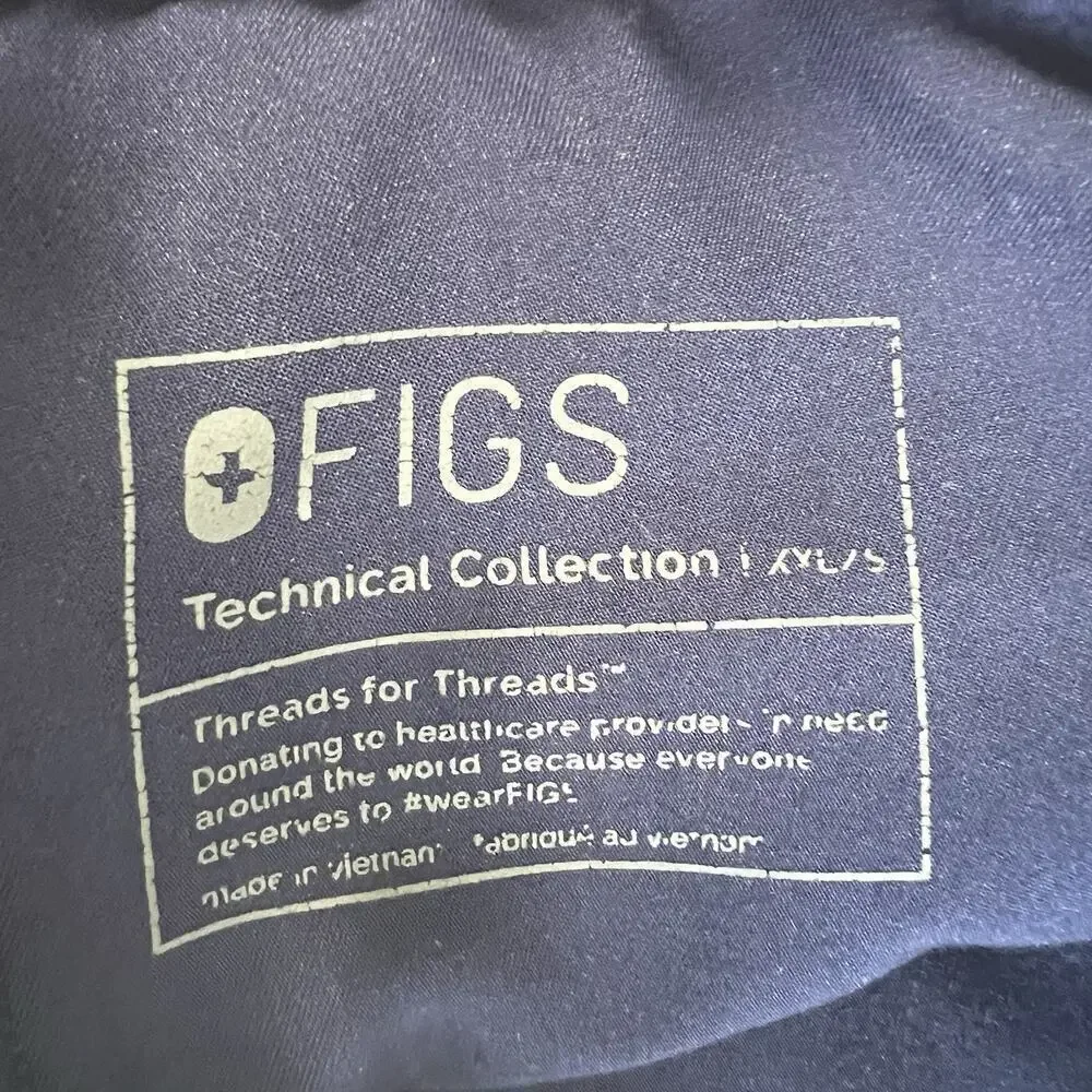 Figs Scrub Set Men 2XL SHORT Leon 3-pocket Top + Cairo Pants Short Navy Blue
